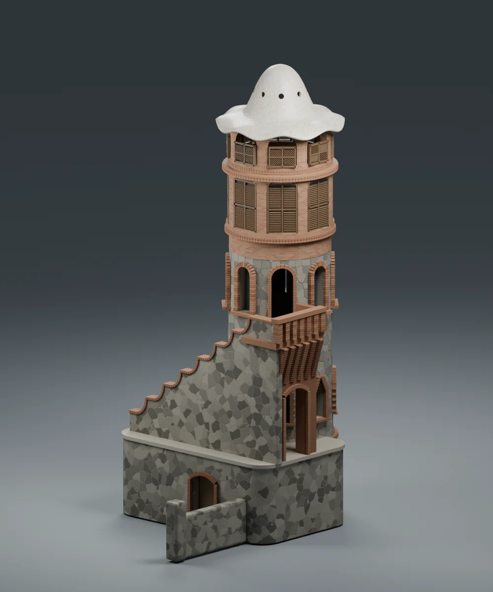 Render de la versió v011 amb materials i detalls anteriors a la revisió de circulació.